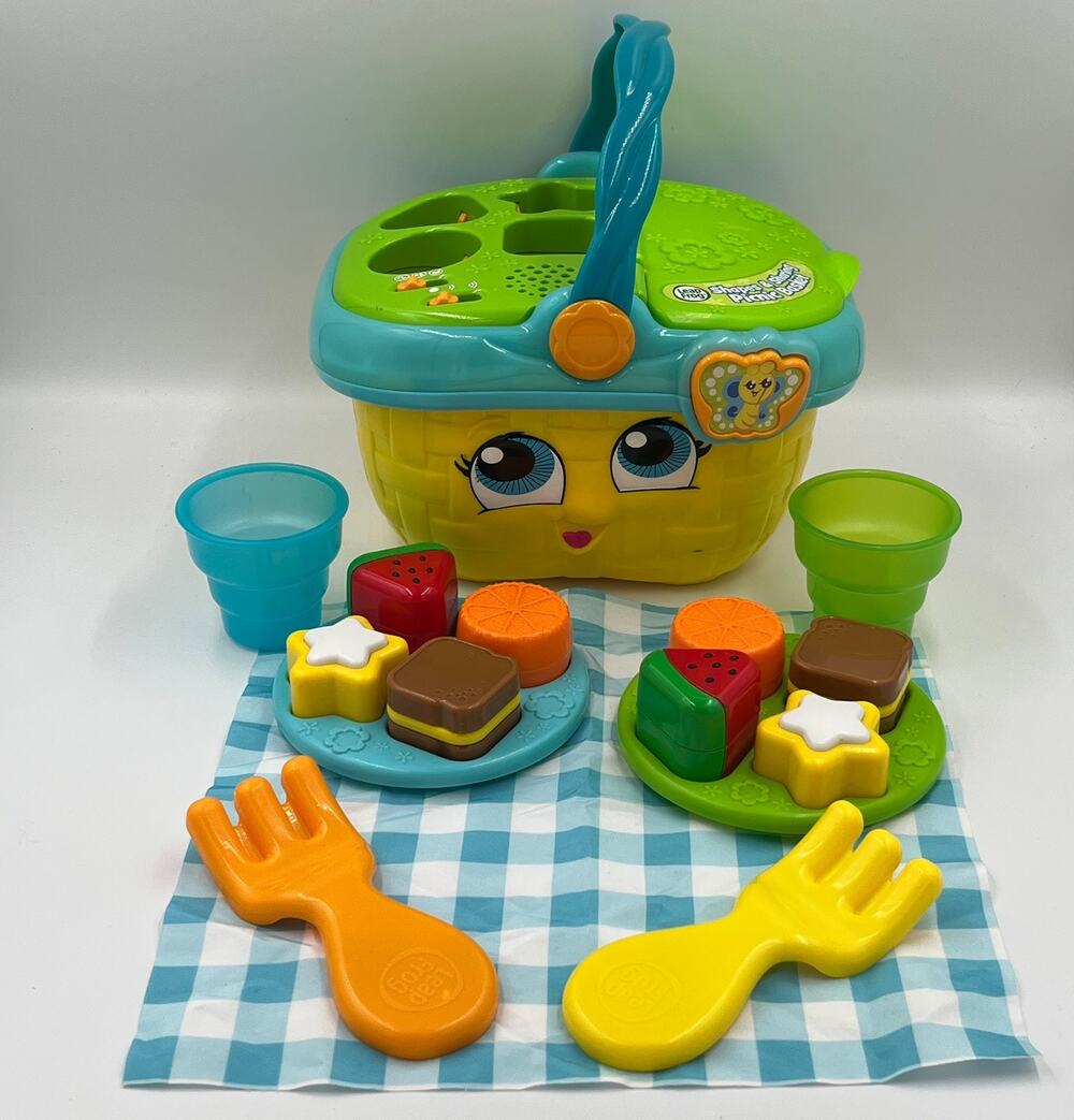 Leapfrog Shapes and Sharing Picnic Basket Complete Working Yellow